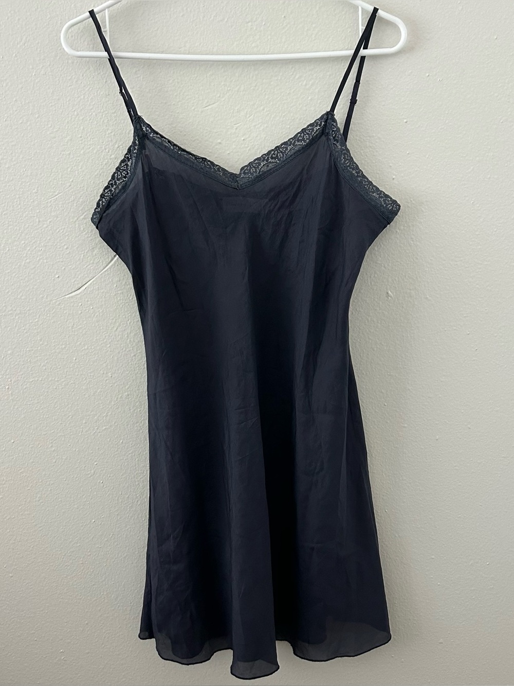 4 Love And Liberty Johnny Was 100% Silk Slip Lace Trim Size M Grey Mini Dress